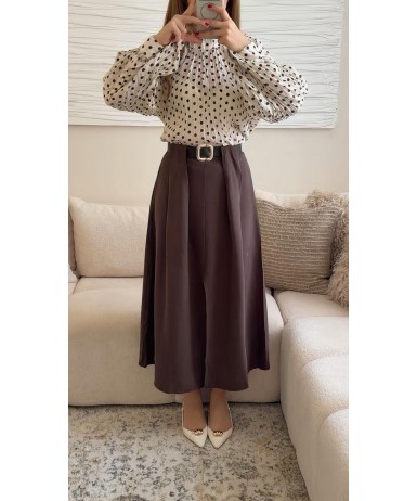 PUANTİYE DESENLİ BALON KOL GÖMLEK 