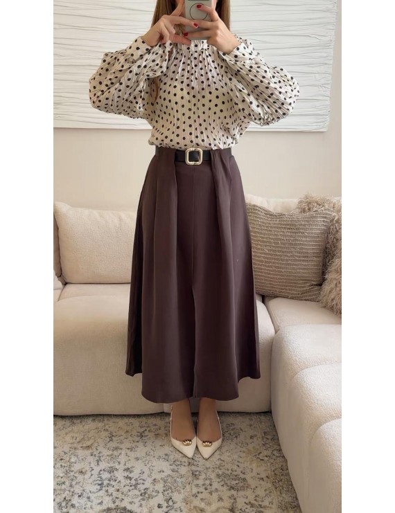 PUANTİYE DESENLİ BALON KOL GÖMLEK 