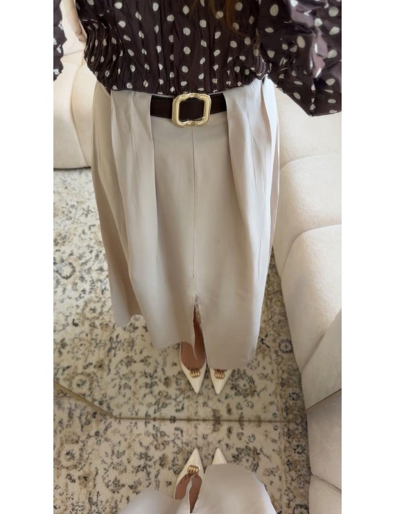 KEMER DETAYLI UZUN YIRTMAÇLI ETEK 