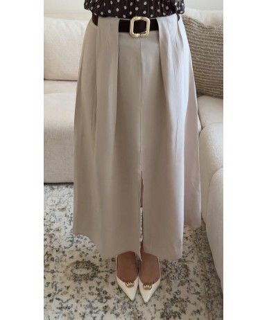 KEMER DETAYLI UZUN YIRTMAÇLI ETEK 