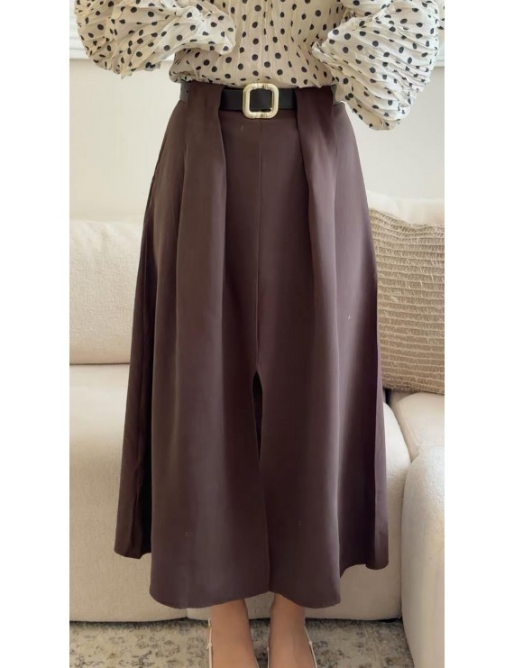 KEMER DETAYLI UZUN YIRTMAÇLI ETEK 