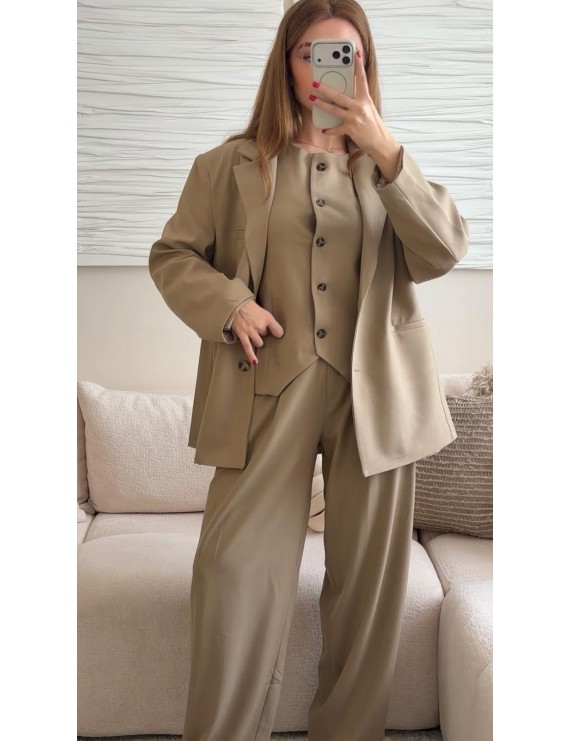 SÜTLÜ KAHVE  VATKALI OVERSİZE CEKET 