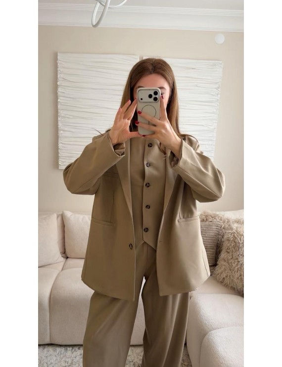 SÜTLÜ KAHVE  VATKALI OVERSİZE CEKET 