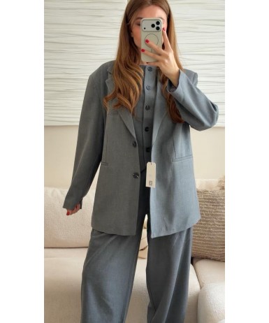 ANTRASİT GRİ VATKALI OVERSİZE CEKET 