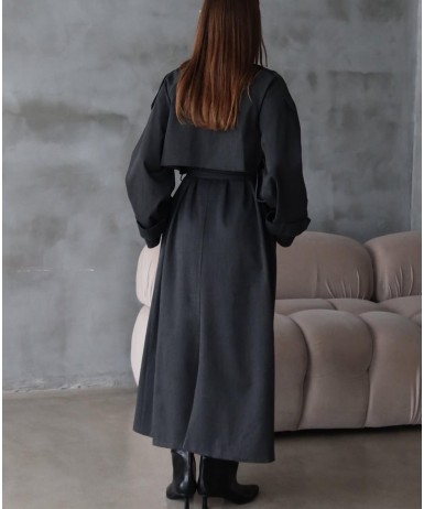 ANTRASİT OVERSİZE TRENÇKOT 