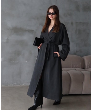 ANTRASİT OVERSİZE TRENÇKOT 