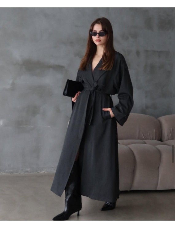 ANTRASİT OVERSİZE TRENÇKOT 