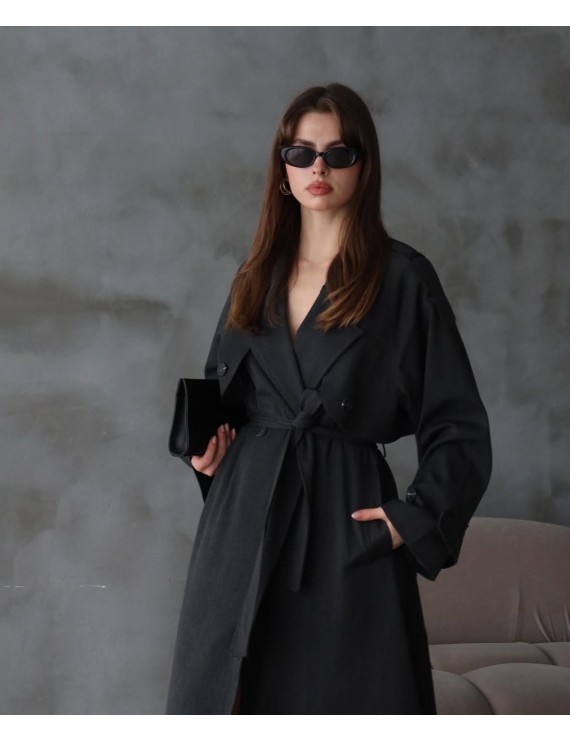 ANTRASİT OVERSİZE TRENÇKOT 