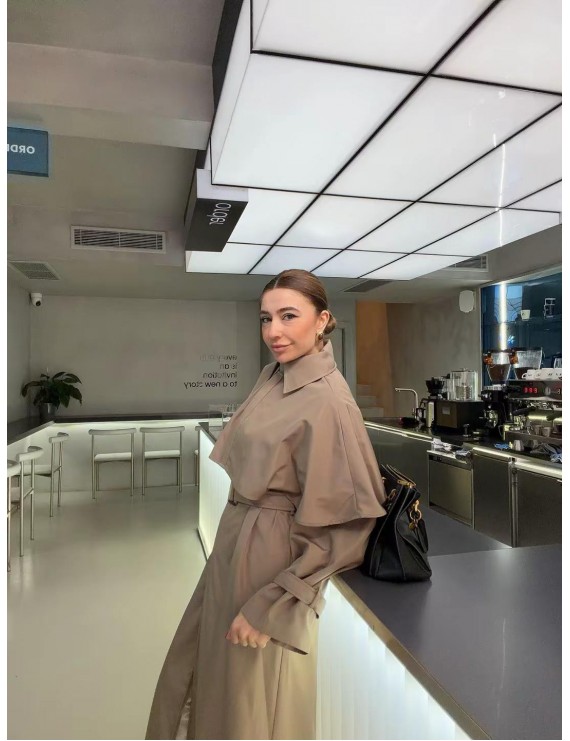 BEJ PELERİN DETAYLI TRENÇKOT 